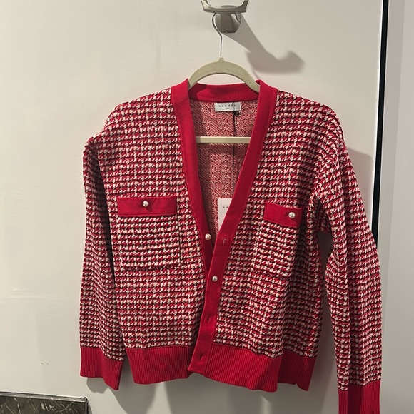 Sandro Sweaters - Sandro Red and White Checkered Cardigan